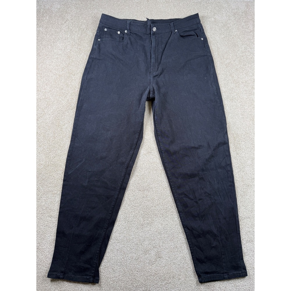 H&M Divided Womens High Waisted Mom Jeans‎ Black Tapered Leg Size 14 0894668 3